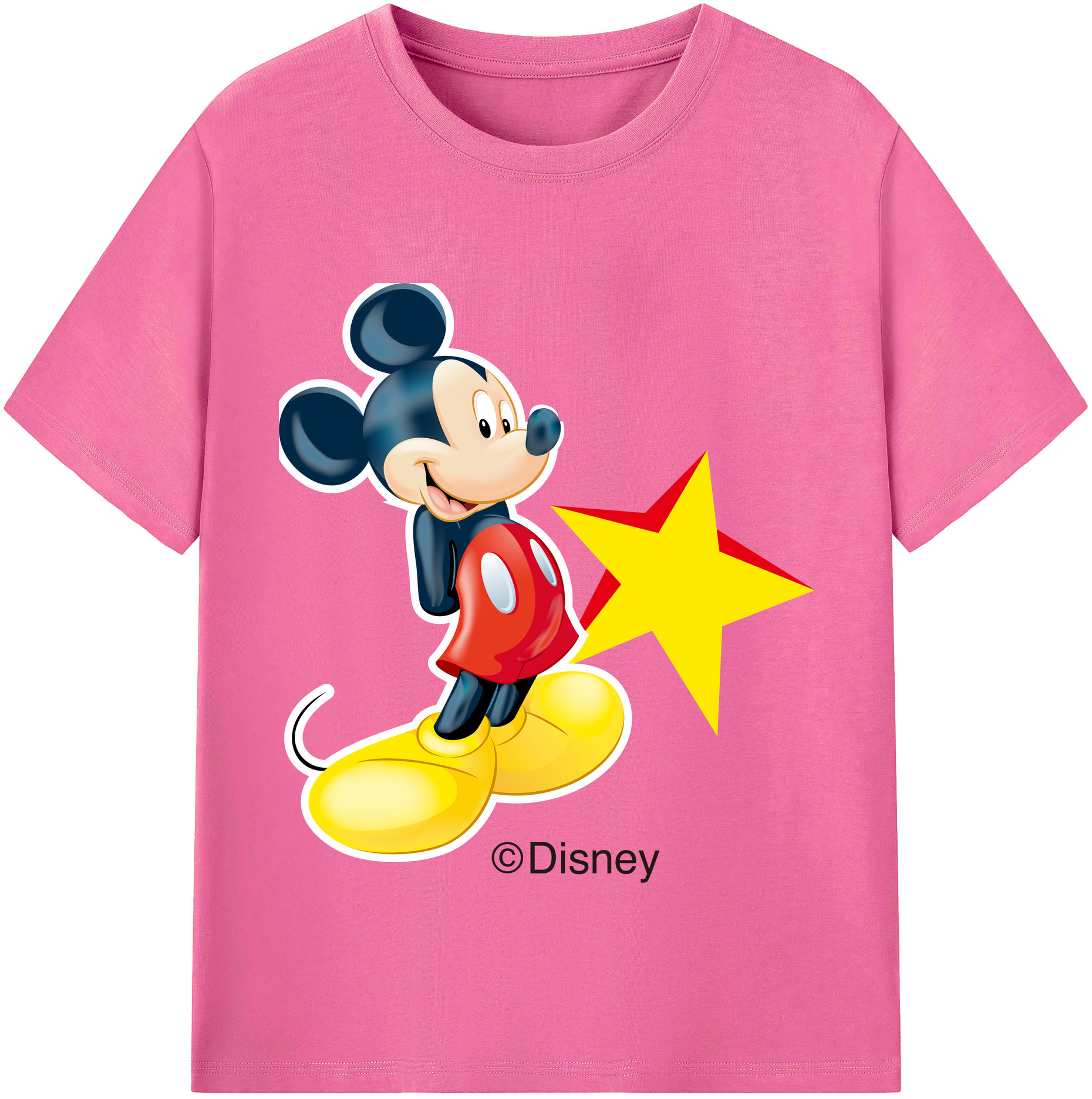 （画像用） ミッキーマウス Mickey Mouse レディースカジュアルプリントTシャツ（綿100％）